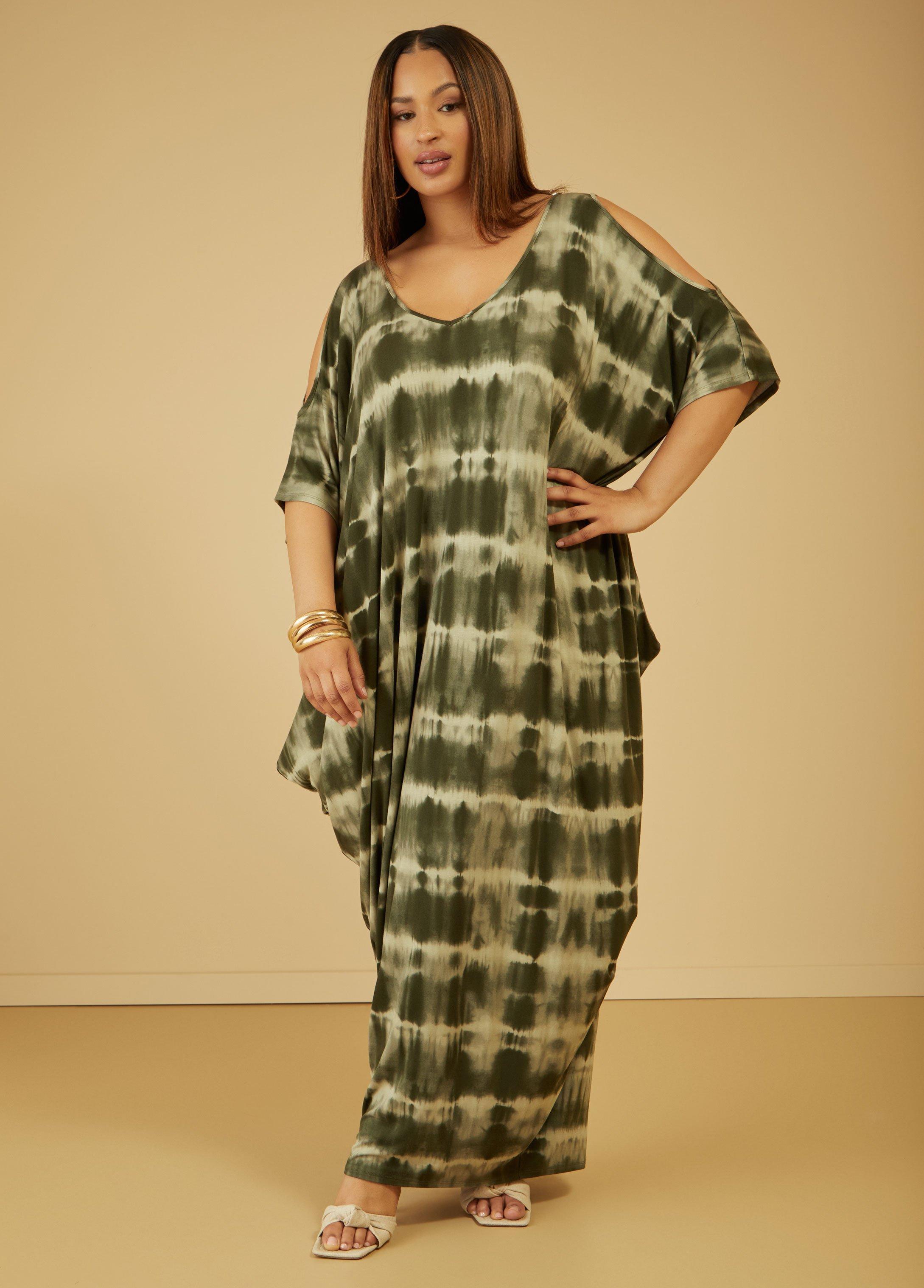 Plus Size Cold Shoulder Tie Dyed Maxi Dress Ashley Stewart Product Image