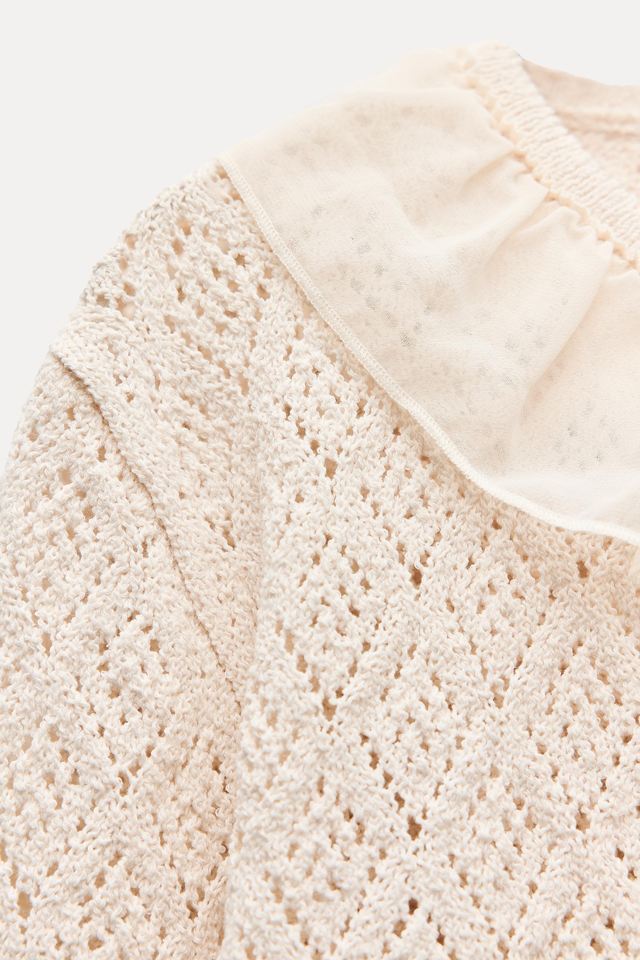 RUFFLED POINTELLE KNIT CARDIGAN Product Image