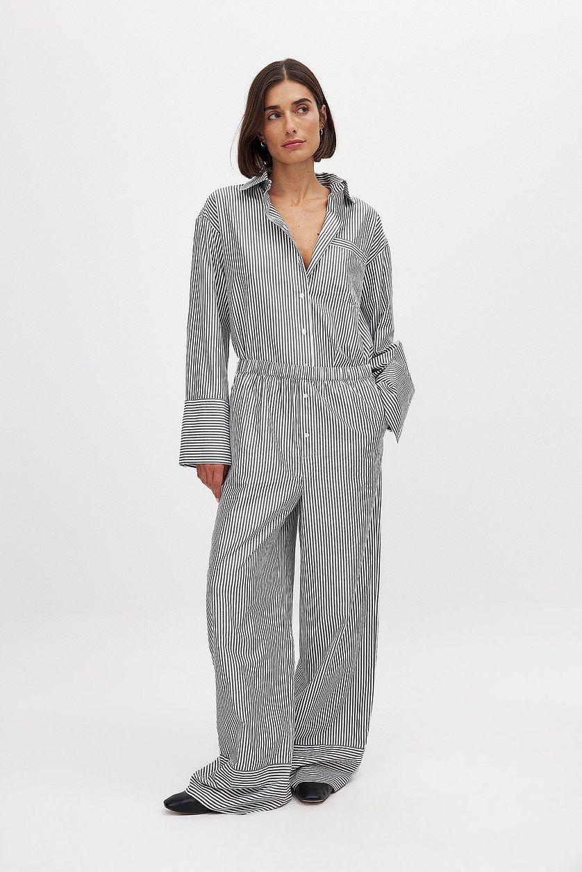 Elastic Waist Striped Trousers Product Image