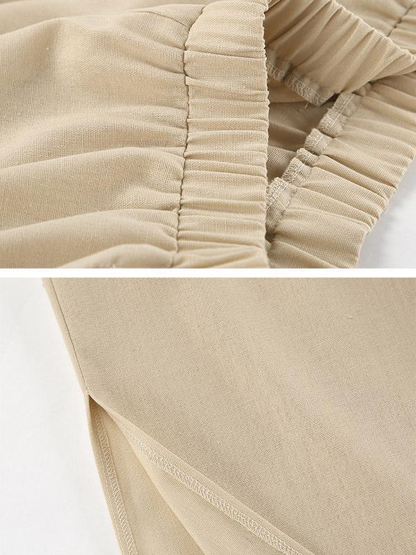 Loose Elasticity Solid Color Split-Joint Round-Neck Vest + High Waisted Split-Side Pants Two Pieces Set Product Image