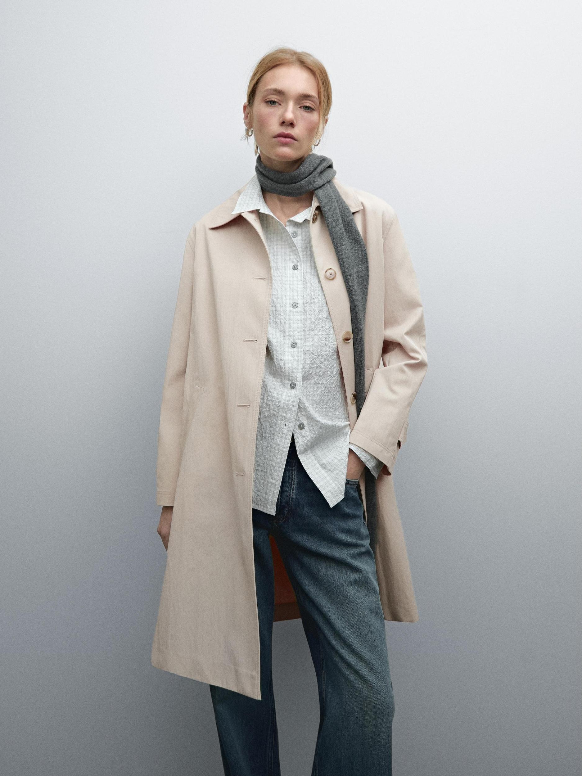 Lightweight cotton blend coat with buttons Product Image