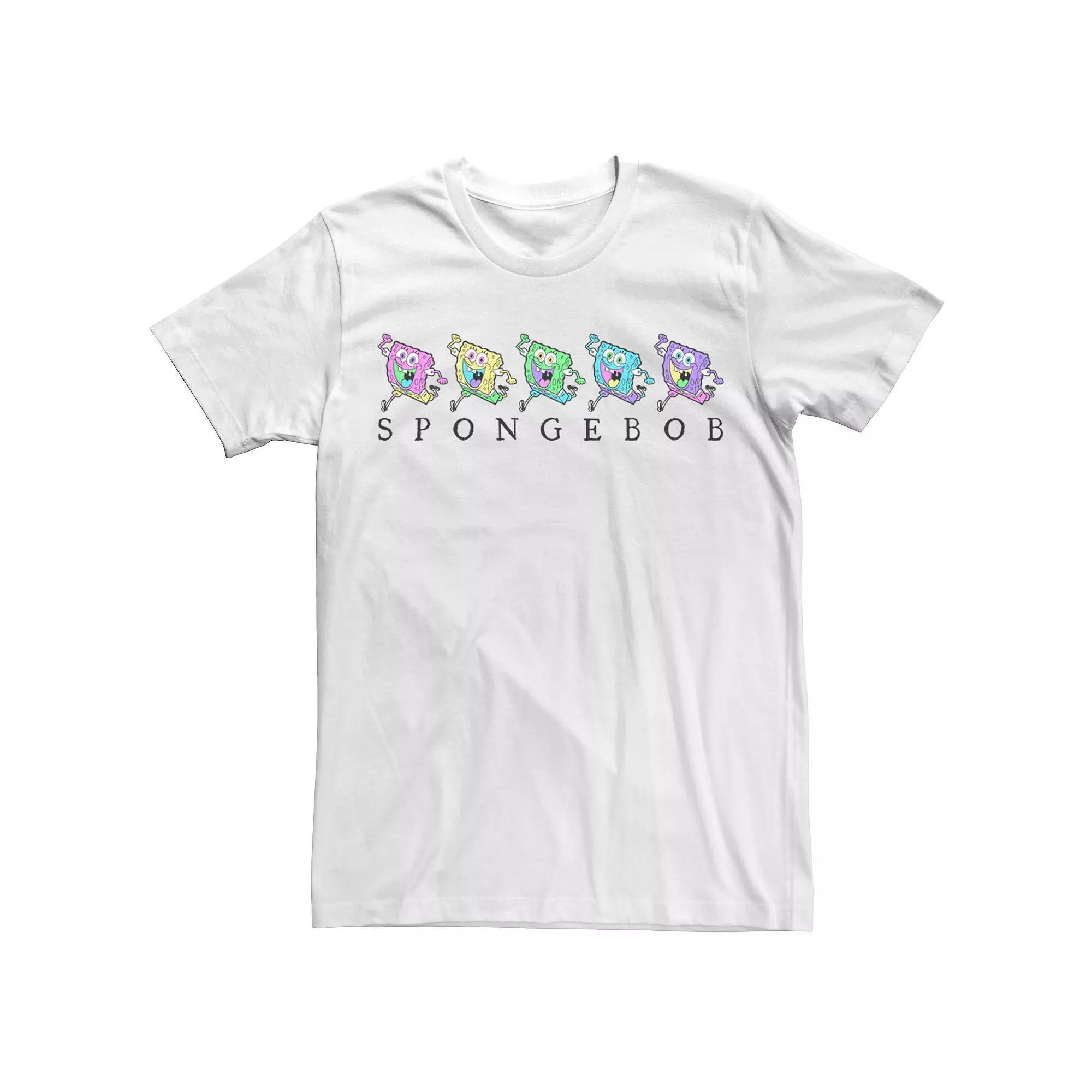 Men's SpongeBob Color Neon Line Up Tee, Size: Large, White Product Image