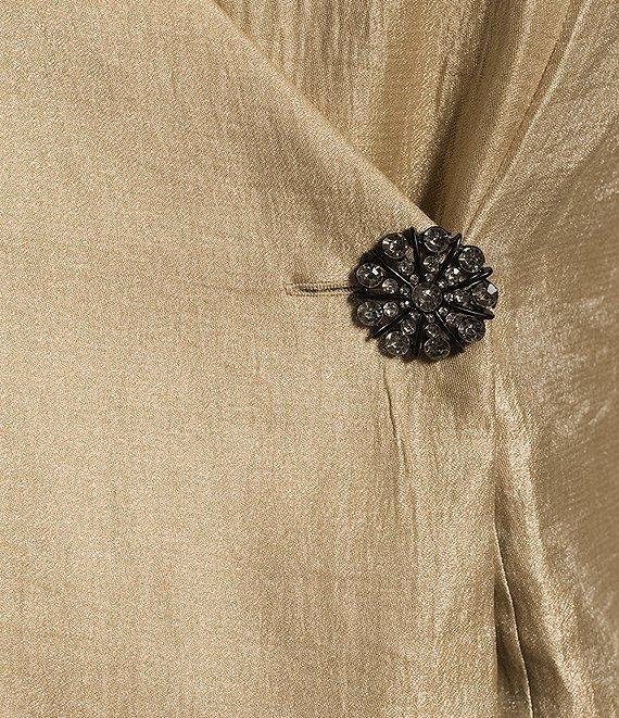 Alex Evenings Plus Size 3/4 Sleeve V-Neck Asymmetric Overlay Hem Blouse Product Image