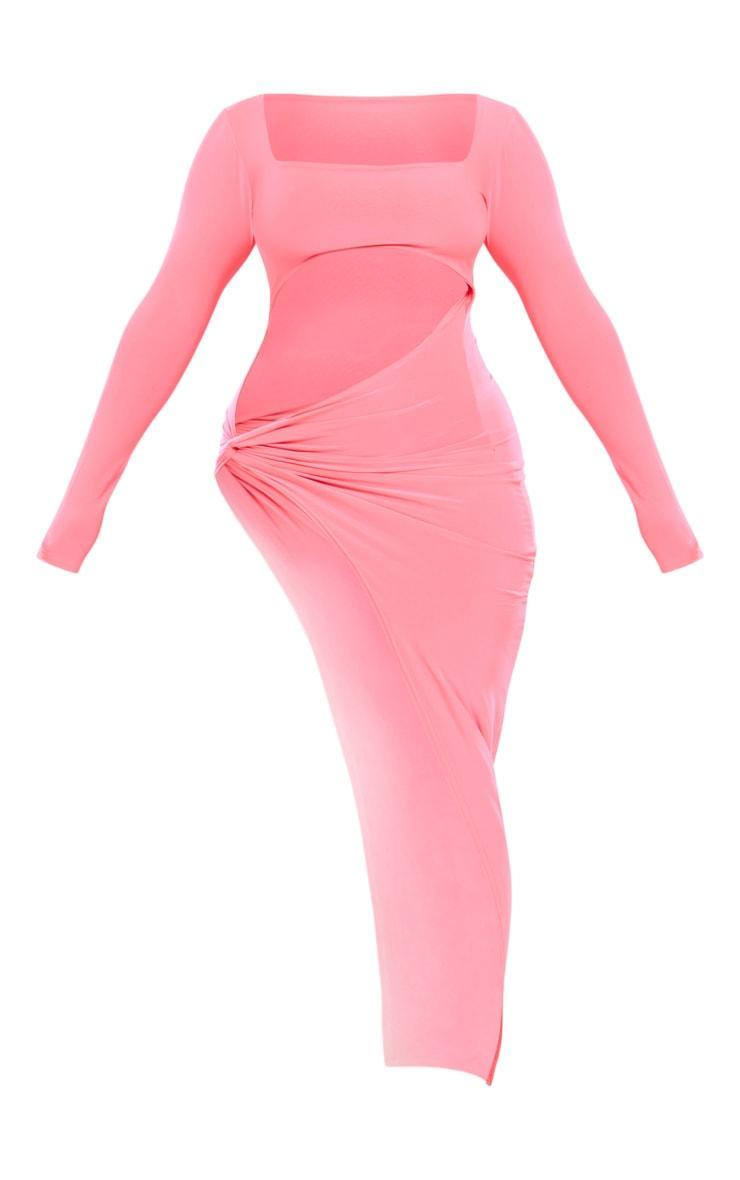 Shape Bright Pink Slinky Cut Out Knot Side Midaxi Dress Product Image