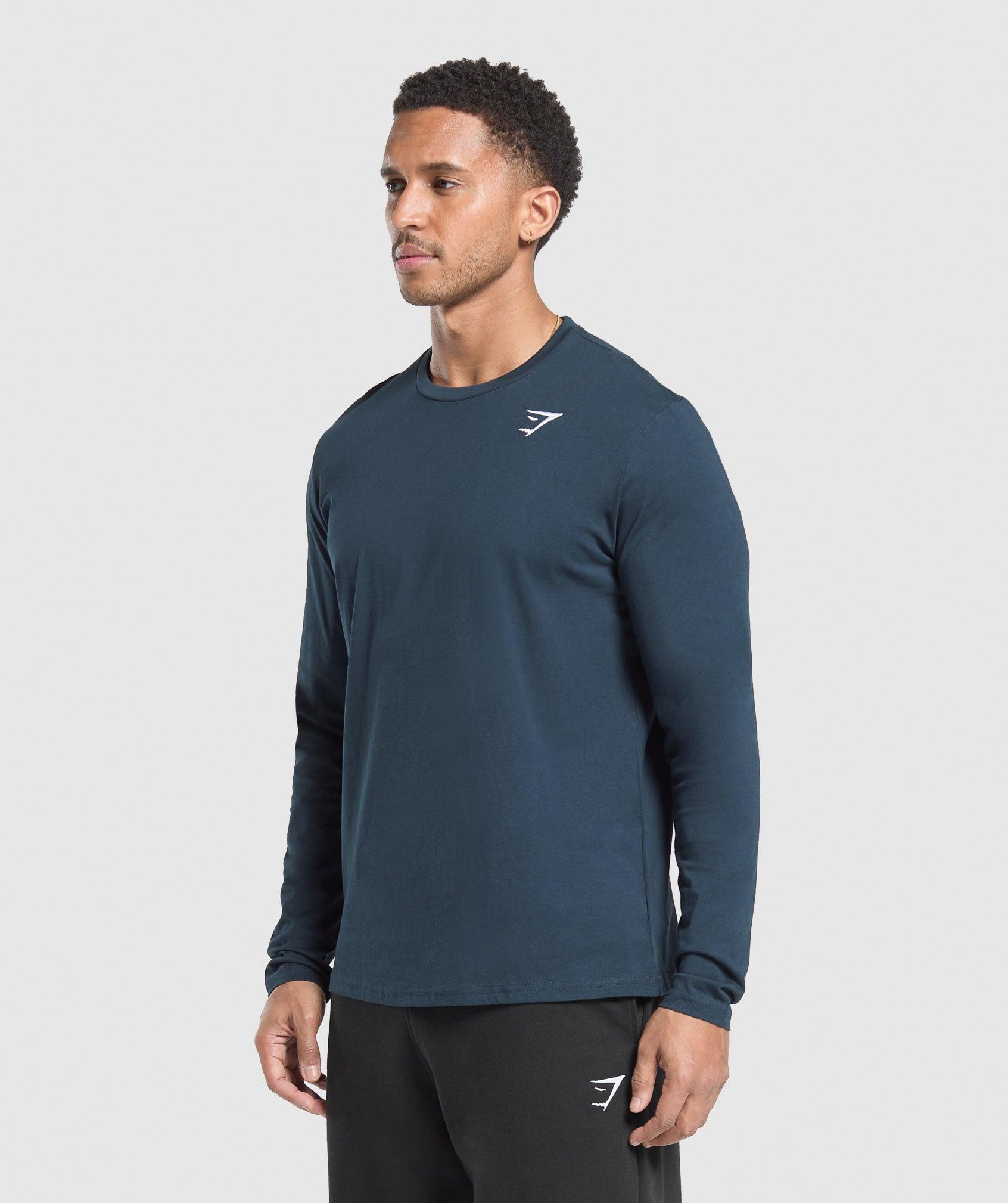Gymshark Crest Long Sleeve T-Shirt - Navy Male Product Image