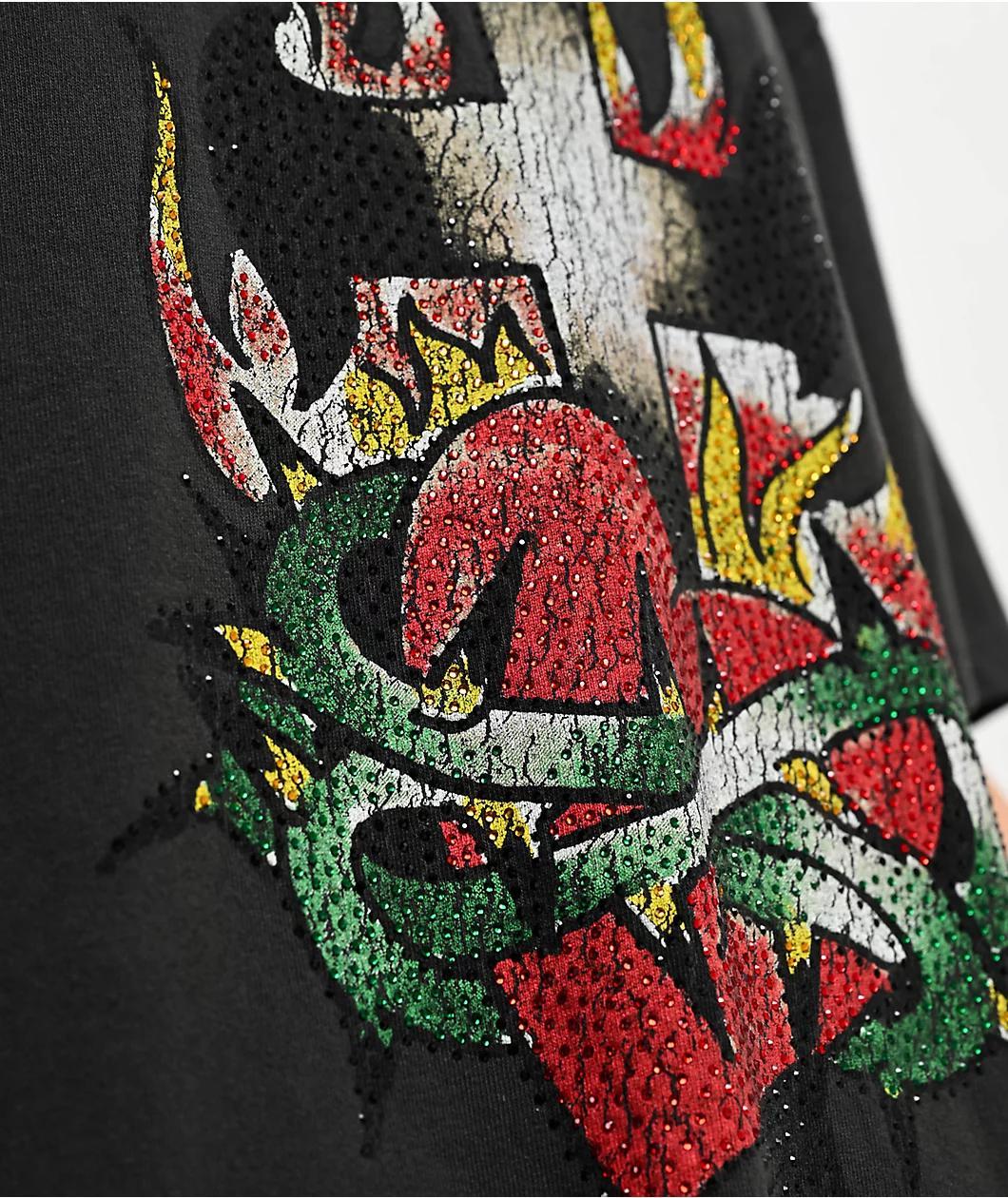 Ed Hardy Cross Heart Charcoal Boxy T-Shirt Product Image