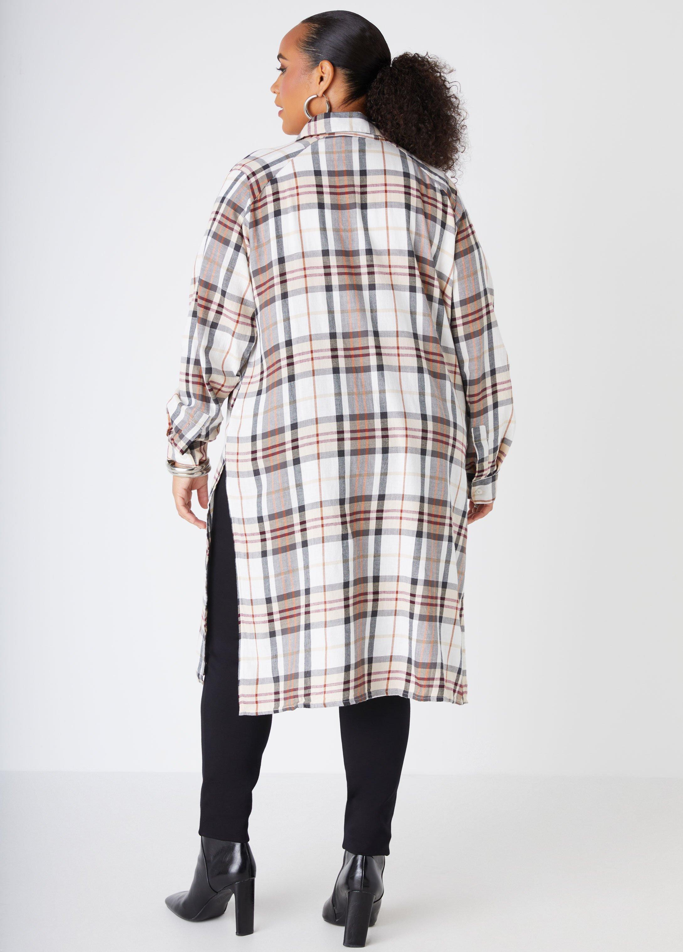 Plaid Cotton Duster Shirt Product Image