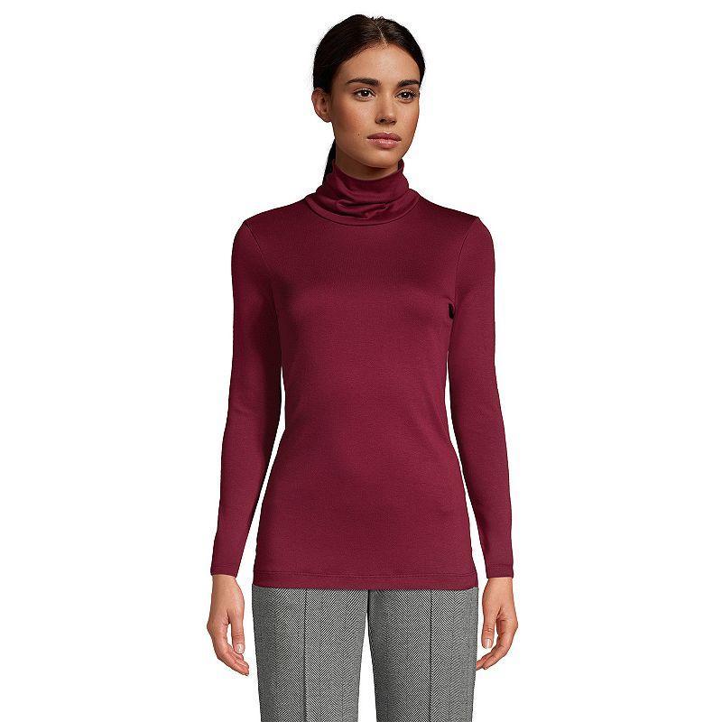 Womens Lands End Supima Cotton Long Sleeve Turtleneck Rich Red Product Image