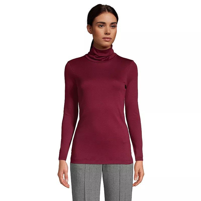 Womens Lands End Supima Cotton Long Sleeve Turtleneck Rich Red Product Image