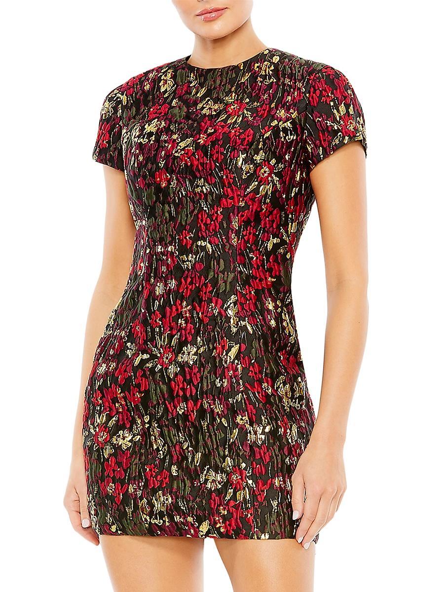 Womens Floral Brocade Minidress Product Image