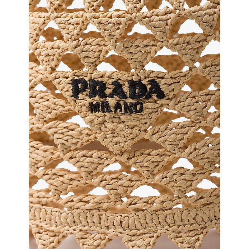 PRADA Womens Neutral Brand-embroidered Cut-out Woven Bucket Hat Product Image