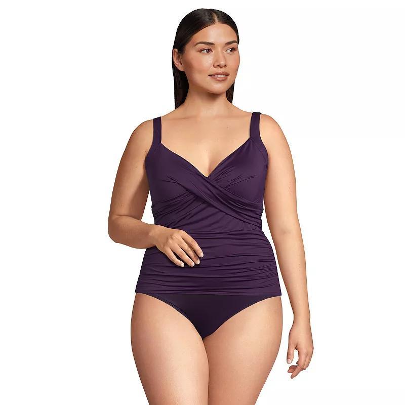 Plus Size Lands End Bust Enhancer UPF 50 V-Neck Tankini Swimsuit Top, Womens Island Green Product Image