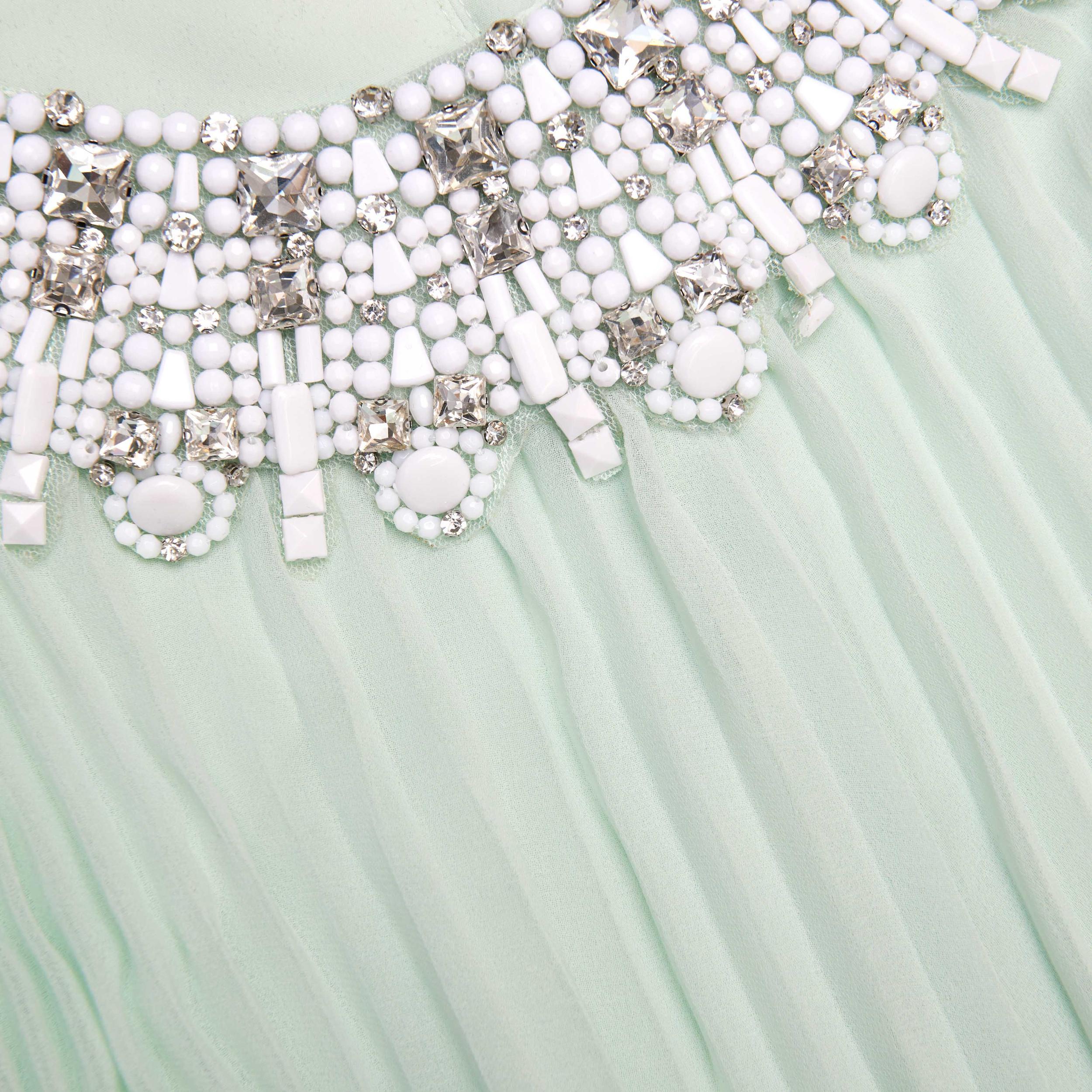 Mint Chiffon Feather Midi Dress Product Image