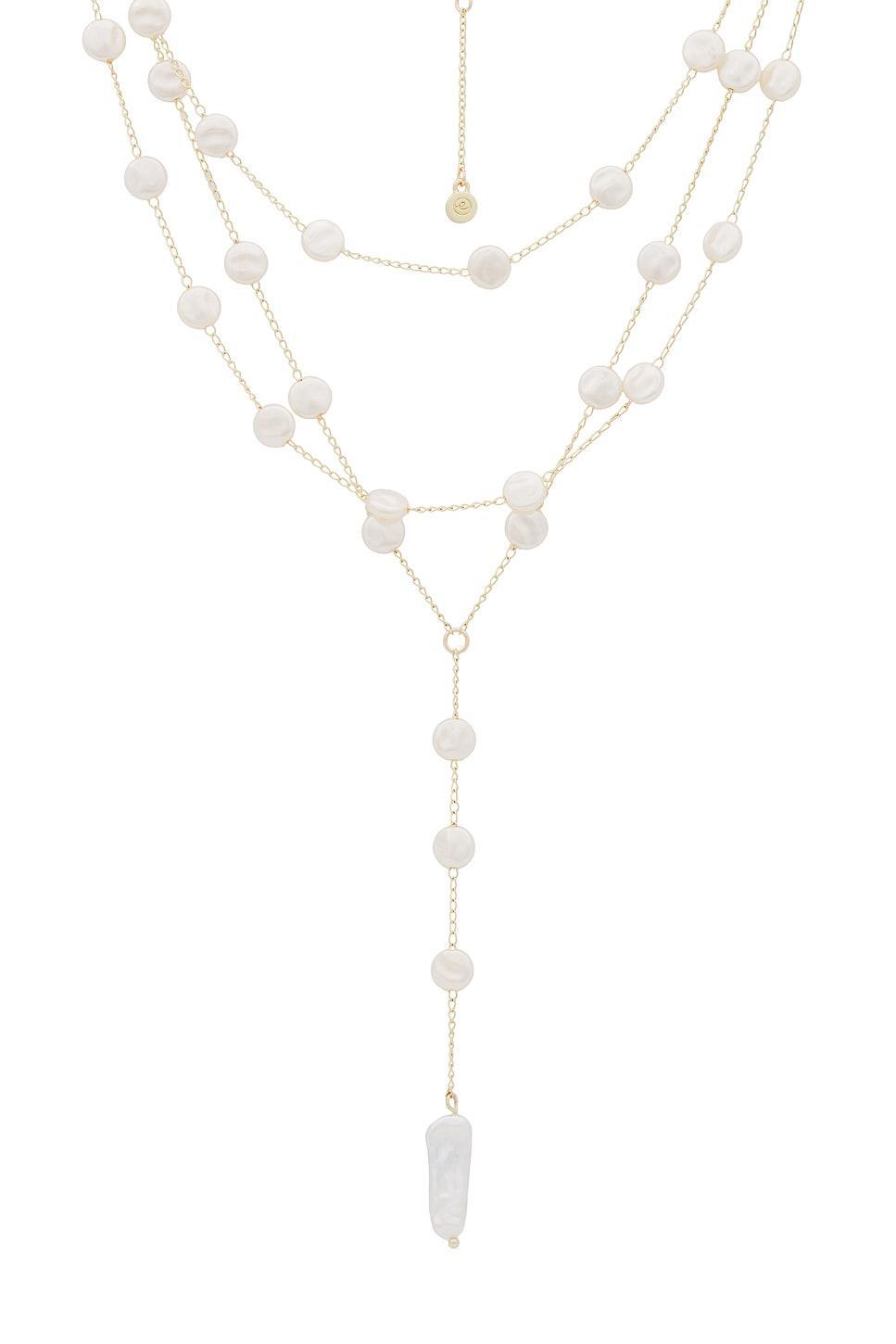 Pearl Coin Layered Lariat Necklace Ettika Product Image