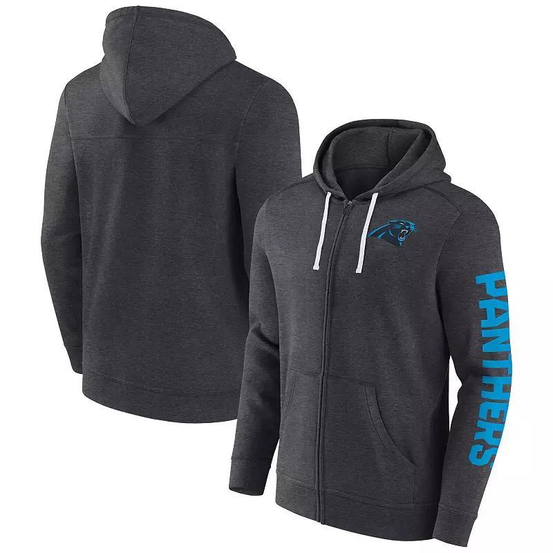 Mens Fanatics Branded Heather Charcoal Carolina Panthers Down and Distance Full-Zip Hoodie Product Image