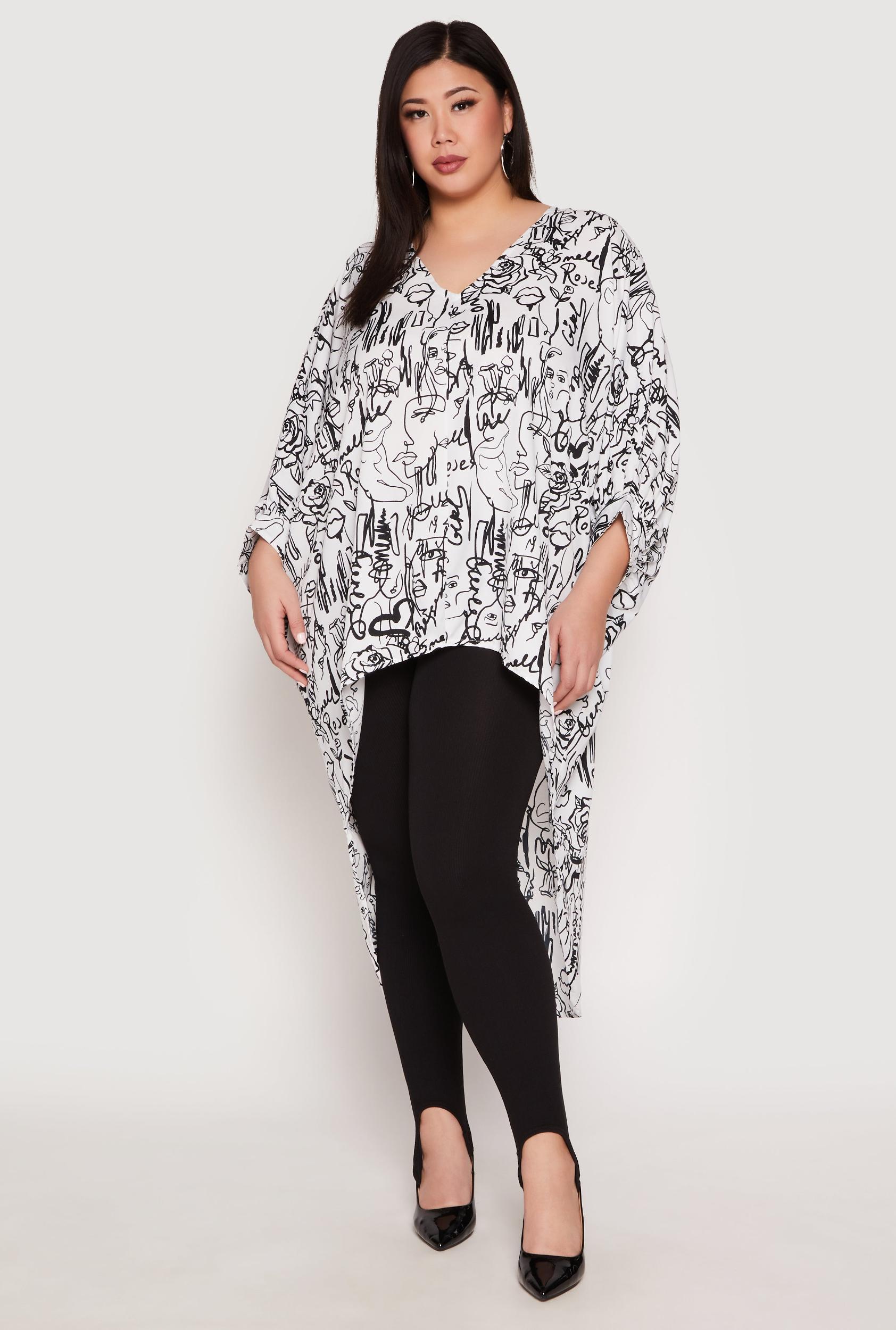 Womens Plus Size Abstract Print High Low Blouse Product Image