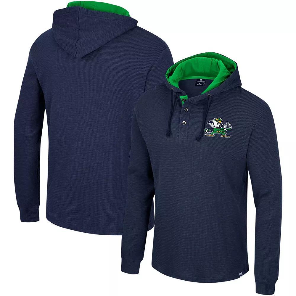 Men's Colosseum Navy Notre Dame Fighting Irish Affirmative Thermal Hoodie Long Sleeve T-Shirt,  Product Image