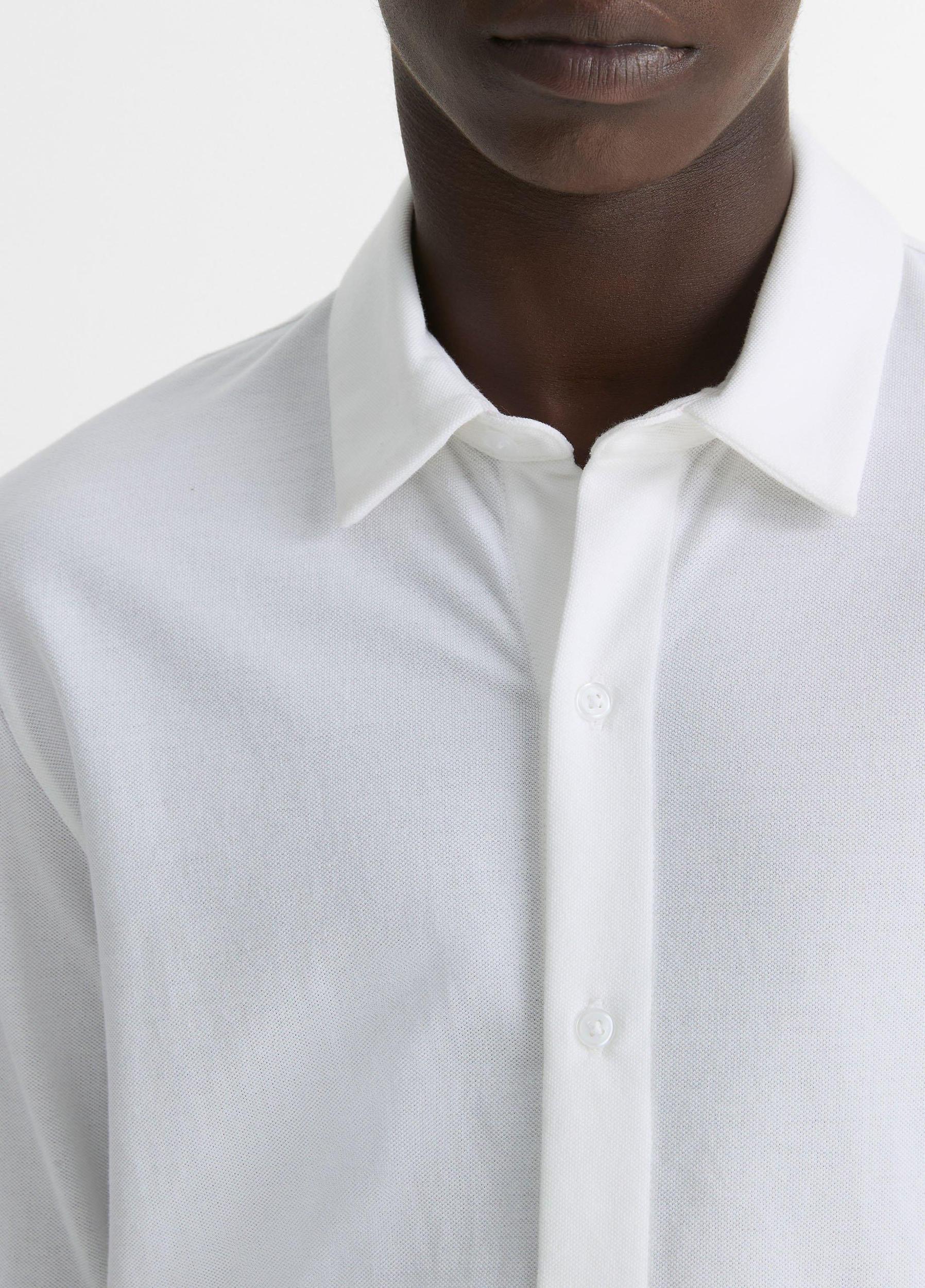 Cotton Piqué Button-Front Shirt Product Image