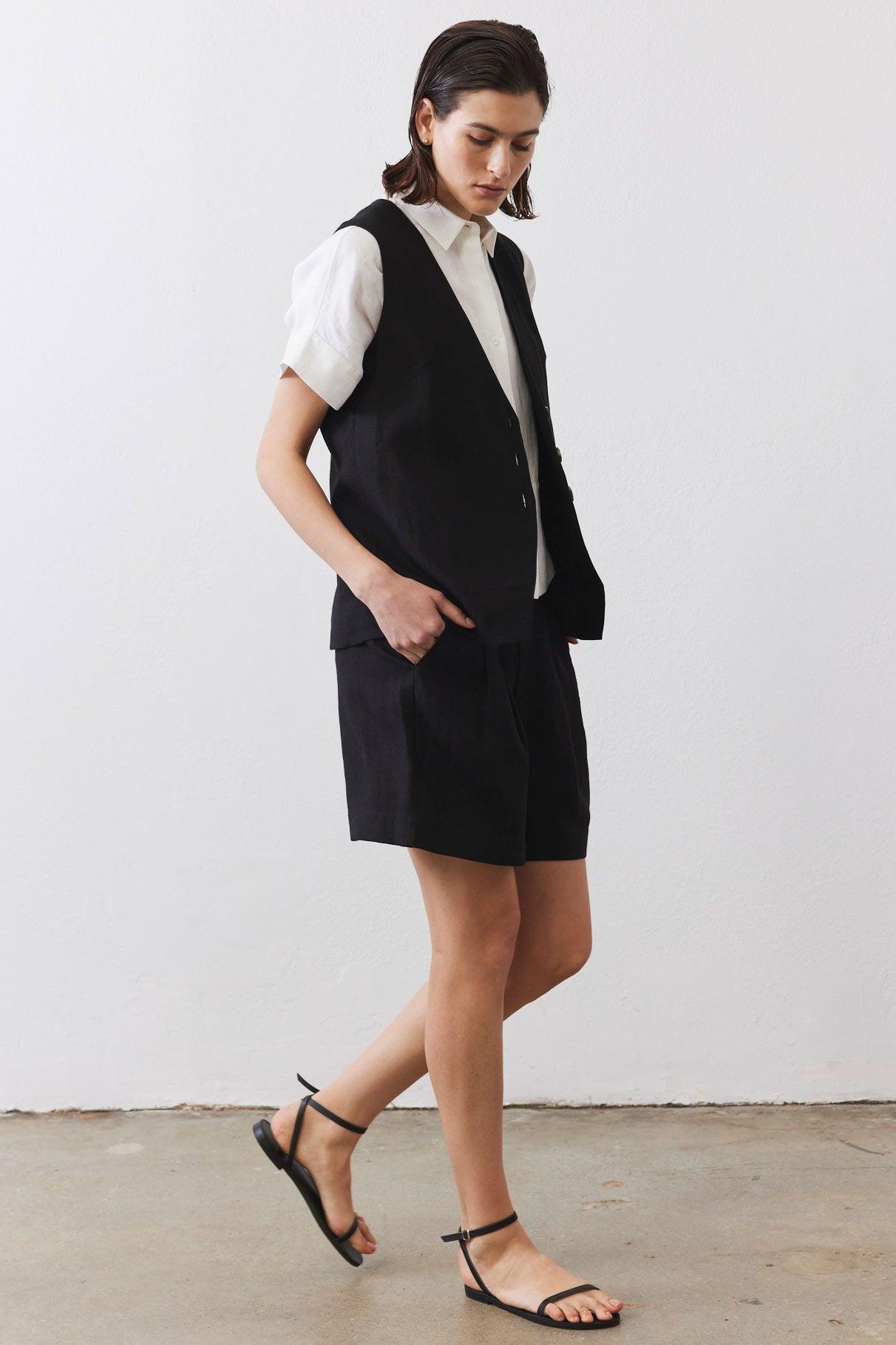The Linen Button Vest Product Image