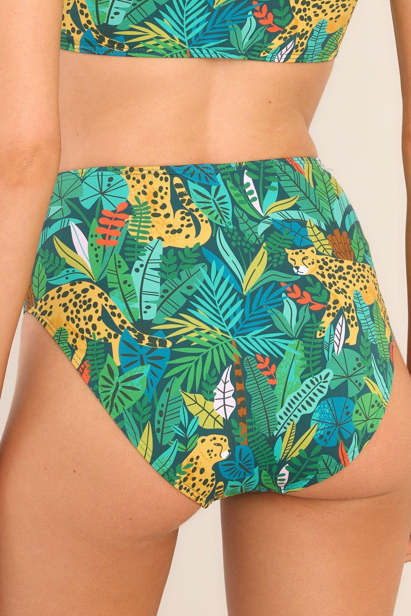 Palms Away Sunkissed Glow Green Multi Print Bikini Bottoms Swimwear Product Image