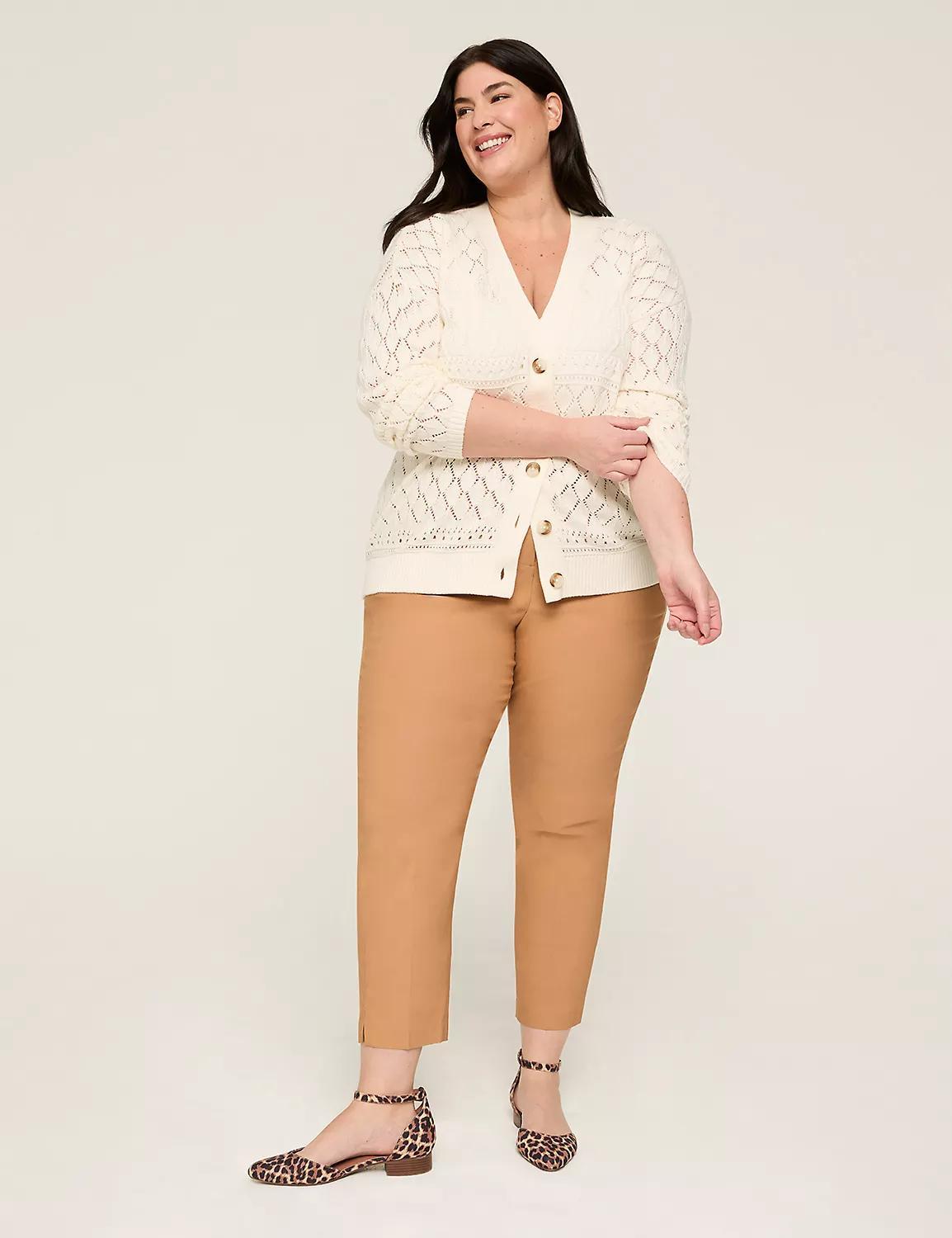 Pointelle Stitch Button-Front Cardigan Product Image