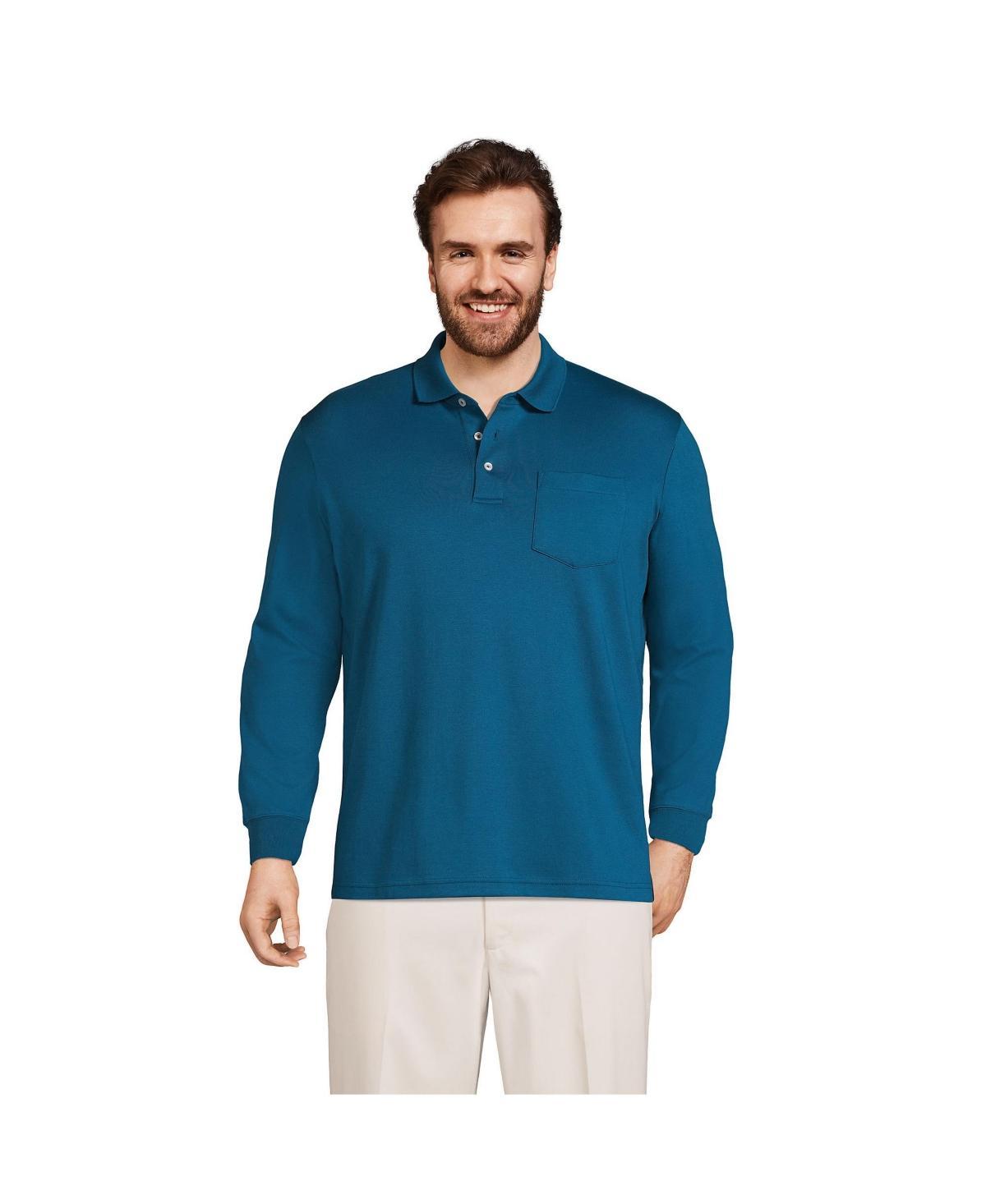 Big & Tall Lands End Super Soft Classic-Fit Supima Pocket Polo, Mens Radiant Blue Product Image