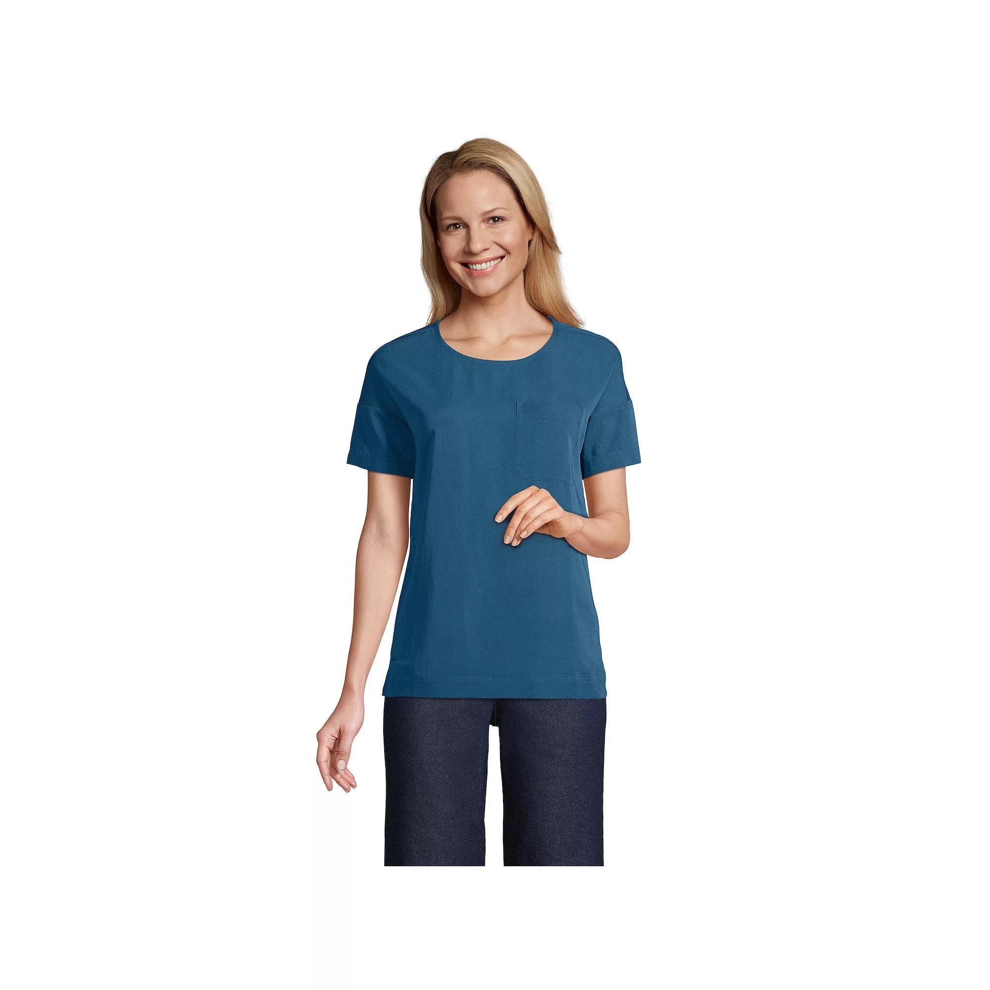 Women's Lands' End Comfy Short Sleeve Tee, Size: XL, Evening Blue Product Image