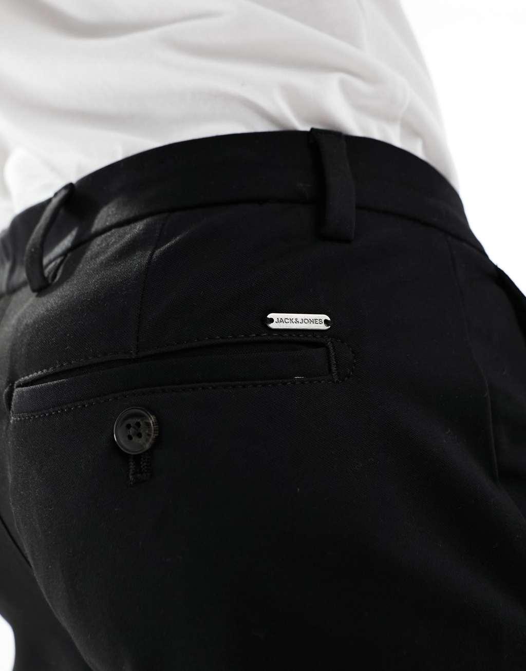 Jack & Jones Intelligence Marco slim fit smart pants in black Product Image