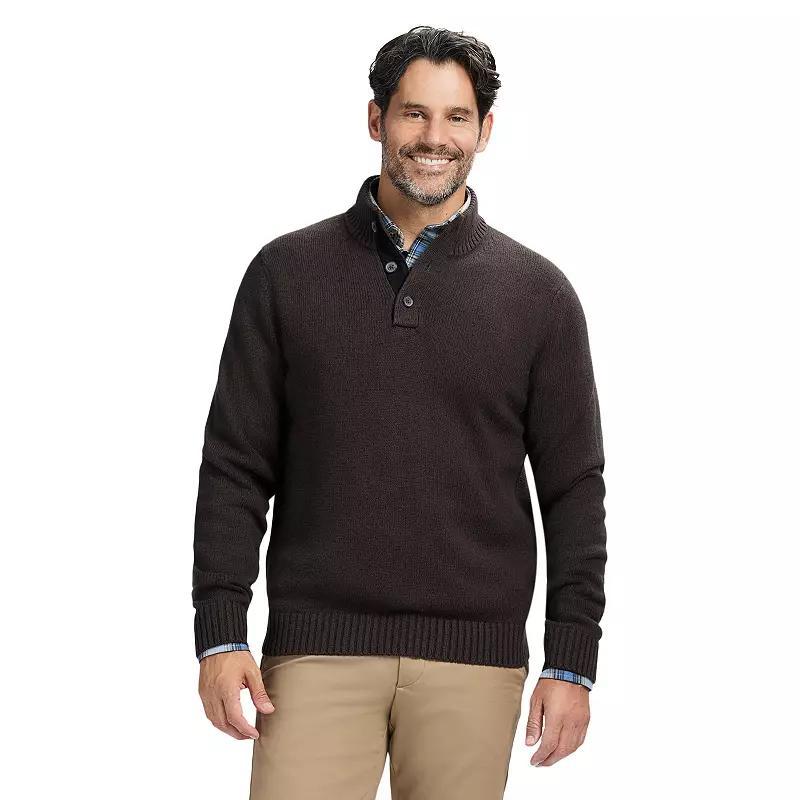 Mens IZOD Holiday Button Mockneck Sweater Blue Product Image