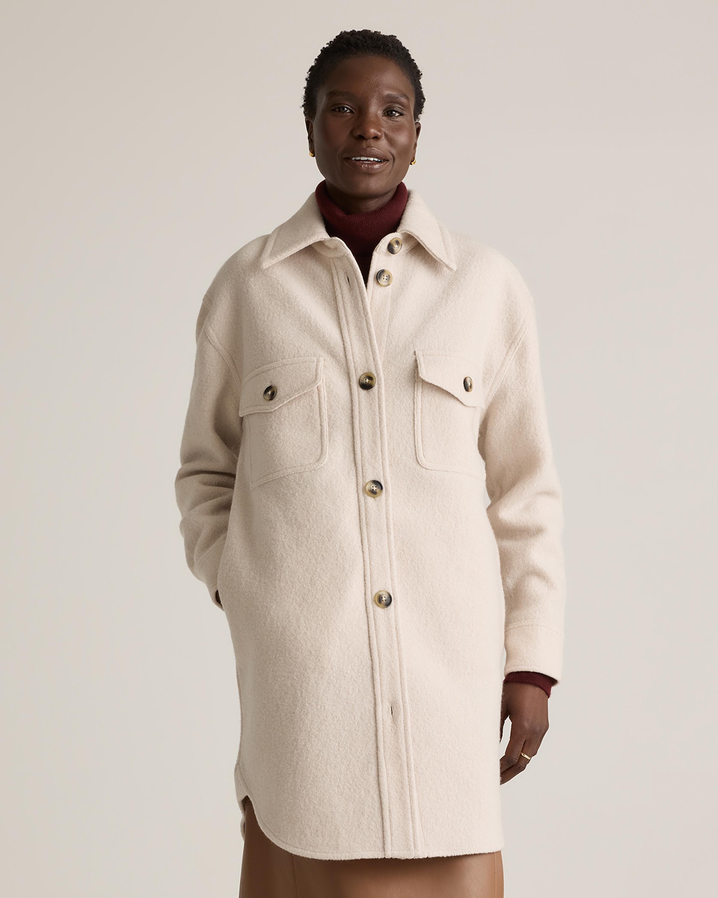 100% Merino Wool Long Shirt Jacket Product Image