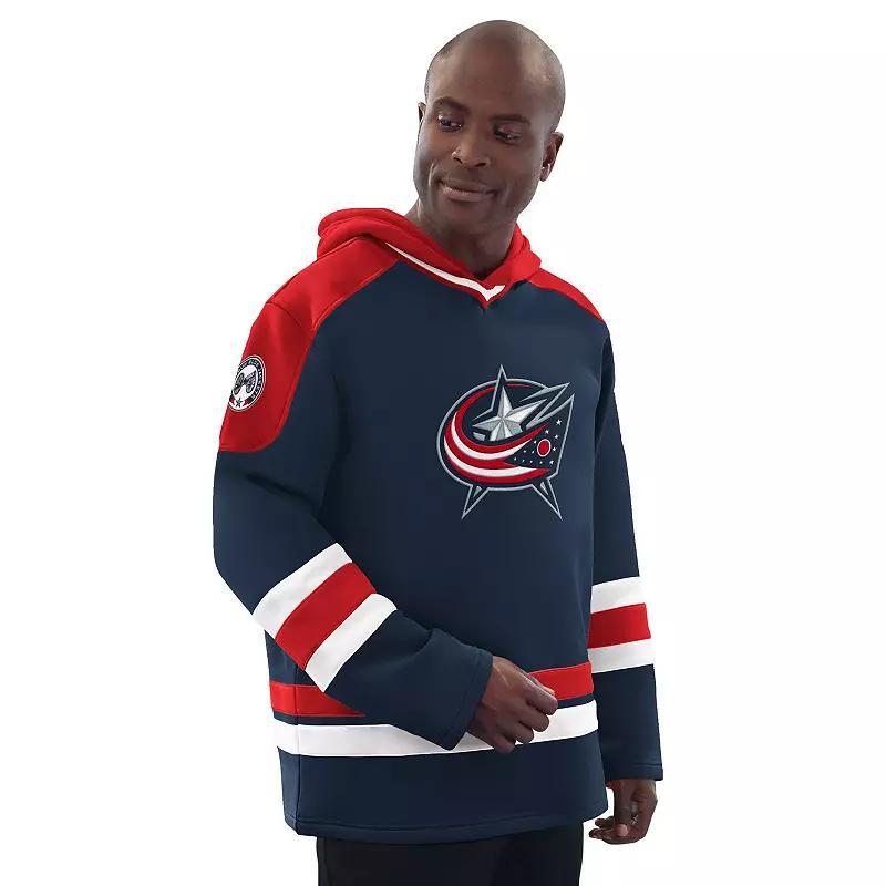 Men's Starter Navy/Red Columbus Blue Jackets Hockey Pullover Hoodie,  Product Image