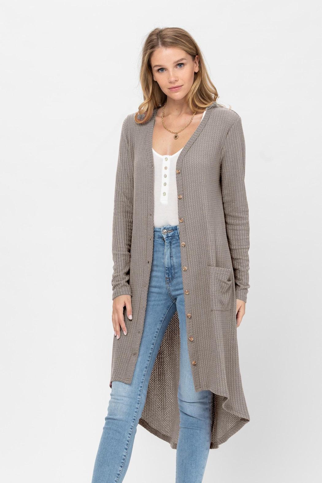 Button Down Solid Color Knit Cardigans With Pockets Product Image