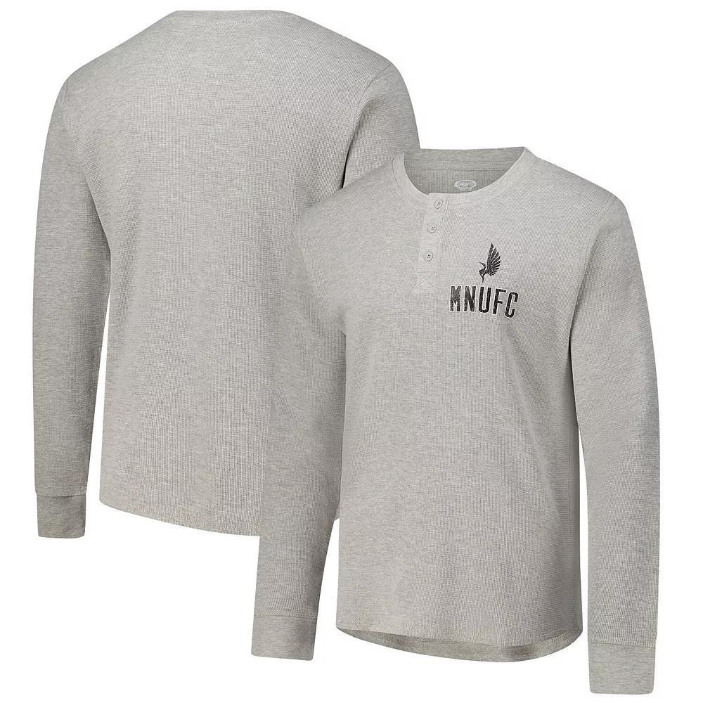 Men's Concepts Sport Gray Minnesota United FC Region Thermal Knit Henley Long Sleeve T-Shirt,  Product Image