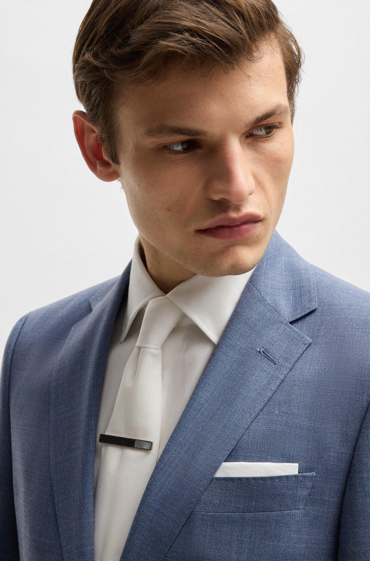 Regular-fit suit in patterned stretch cloth Product Image