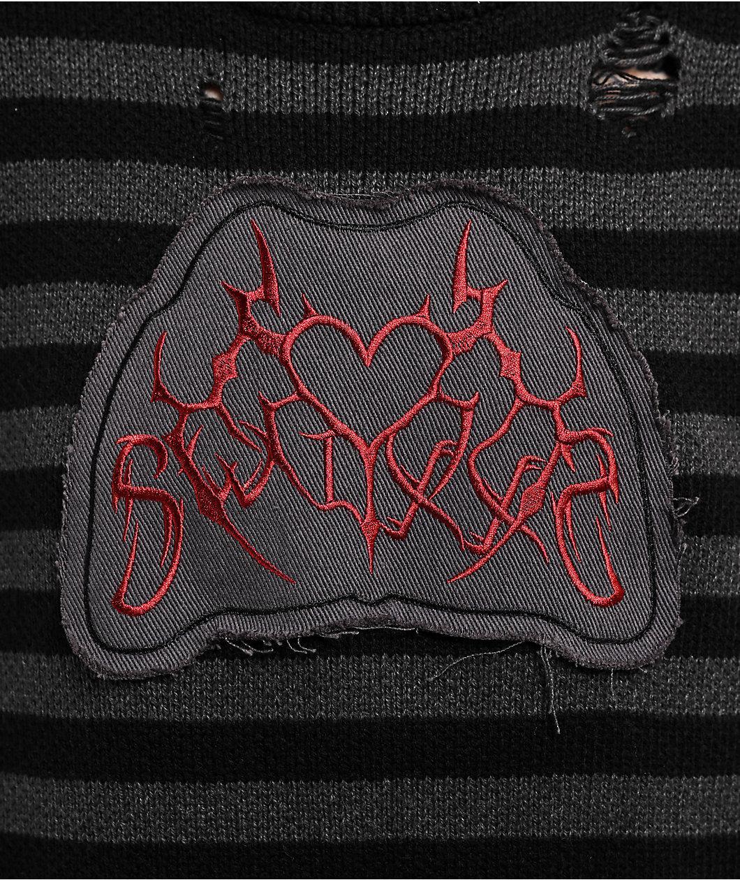 SWIXXZ Cyber Heart Black Stripe Sweater Product Image