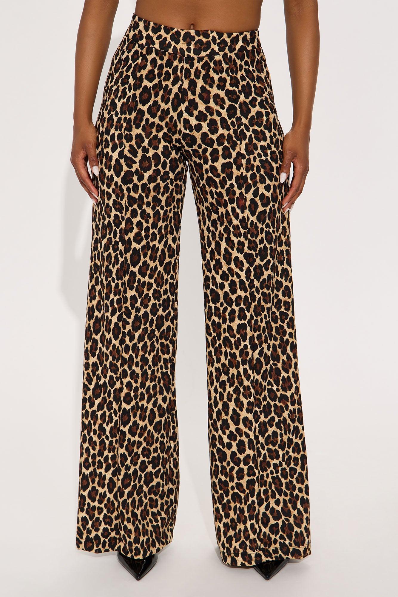On The Hunt Wide Leg Leopard Trouser Pant - Leopard Female Product Image