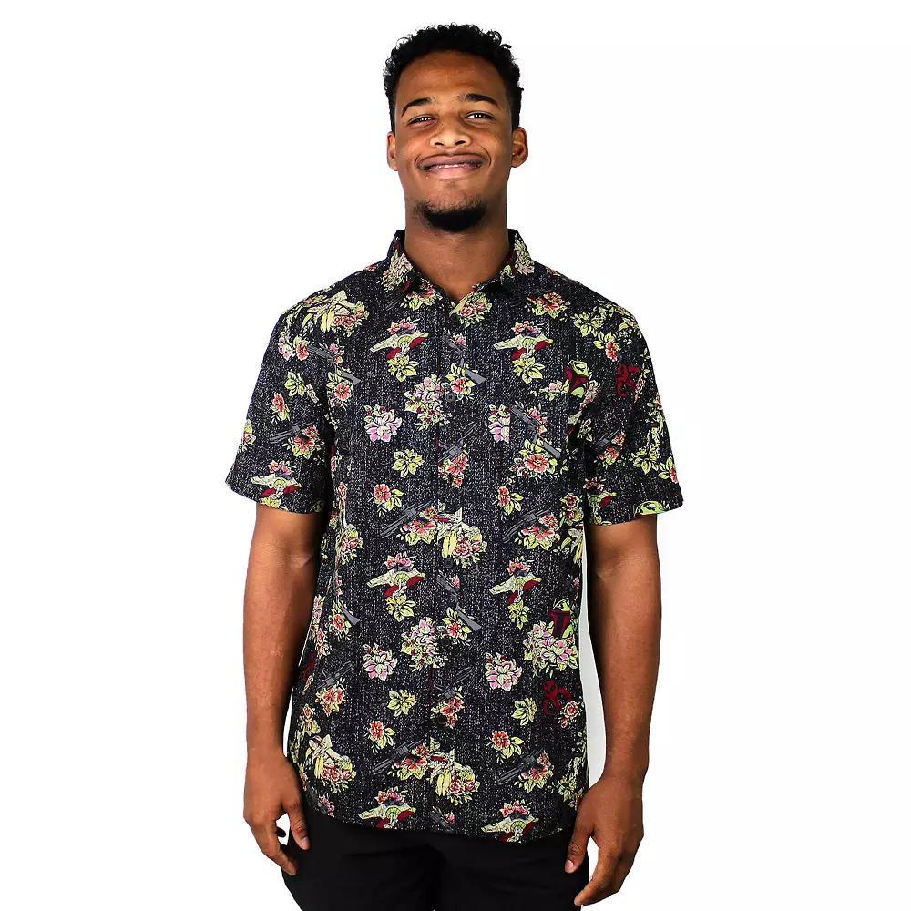 Men's Star Wars Floral Boba Fett Graphic Button Up,  Product Image