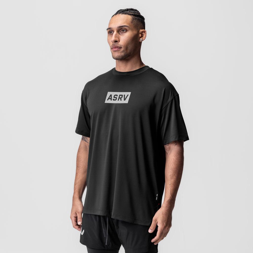 0822. AeroSilver® Oversized Tee - Black "Box Logo" Male Product Image