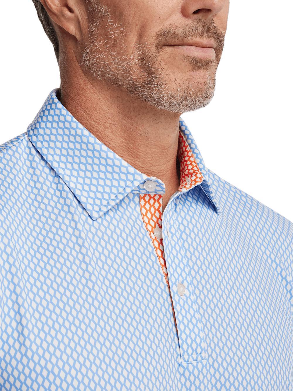 Performance Blend Three Button Polo - Blue Product Image