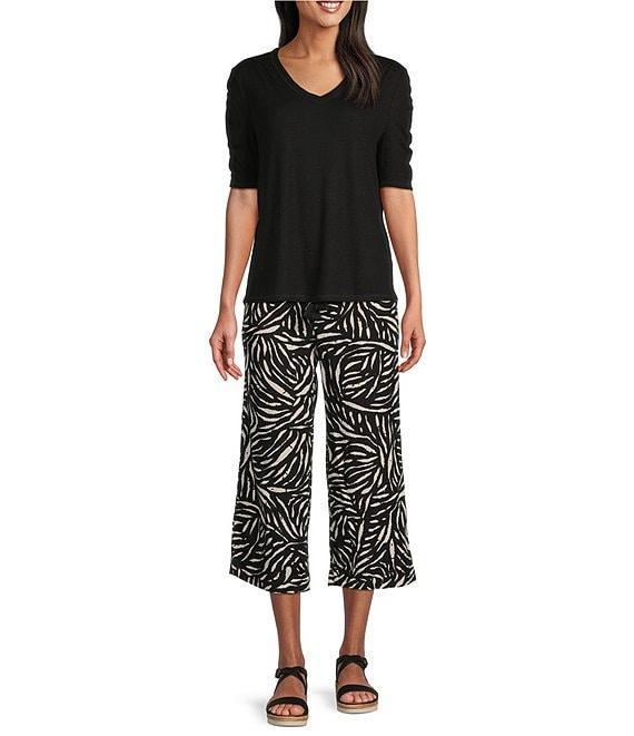 Westbound Petite Size Crop Graphic Linen Blend Pants Product Image