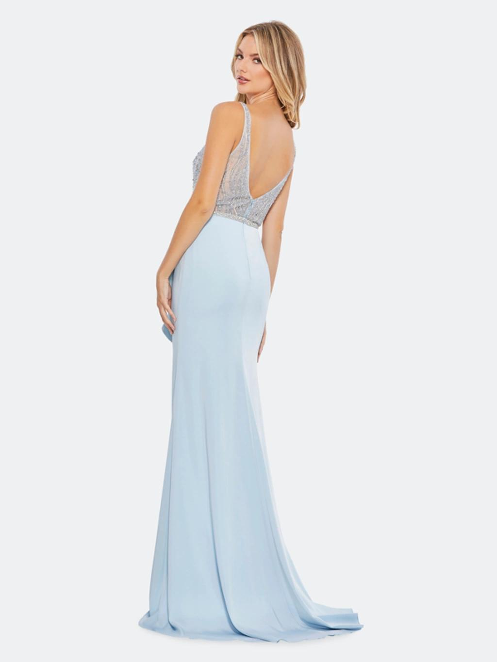 Sequin Peplum Bodice Gown In Powder Blue Product Image