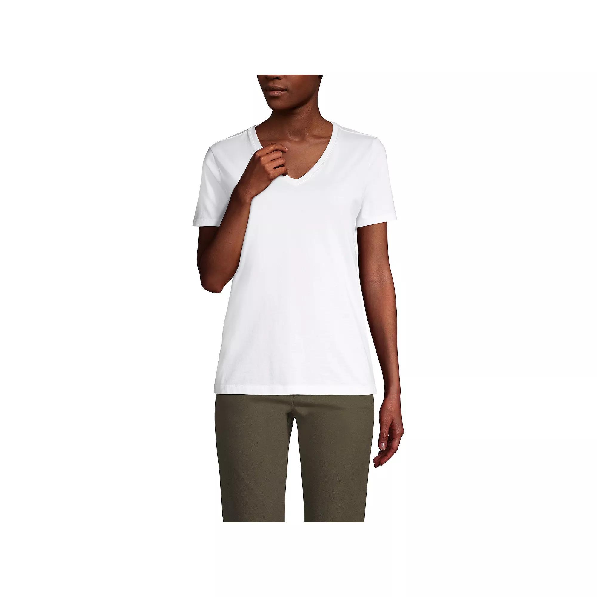 Petite Lands' End Relaxed-Fit Supima Cotton V-Neck Tee, Women's,  Product Image