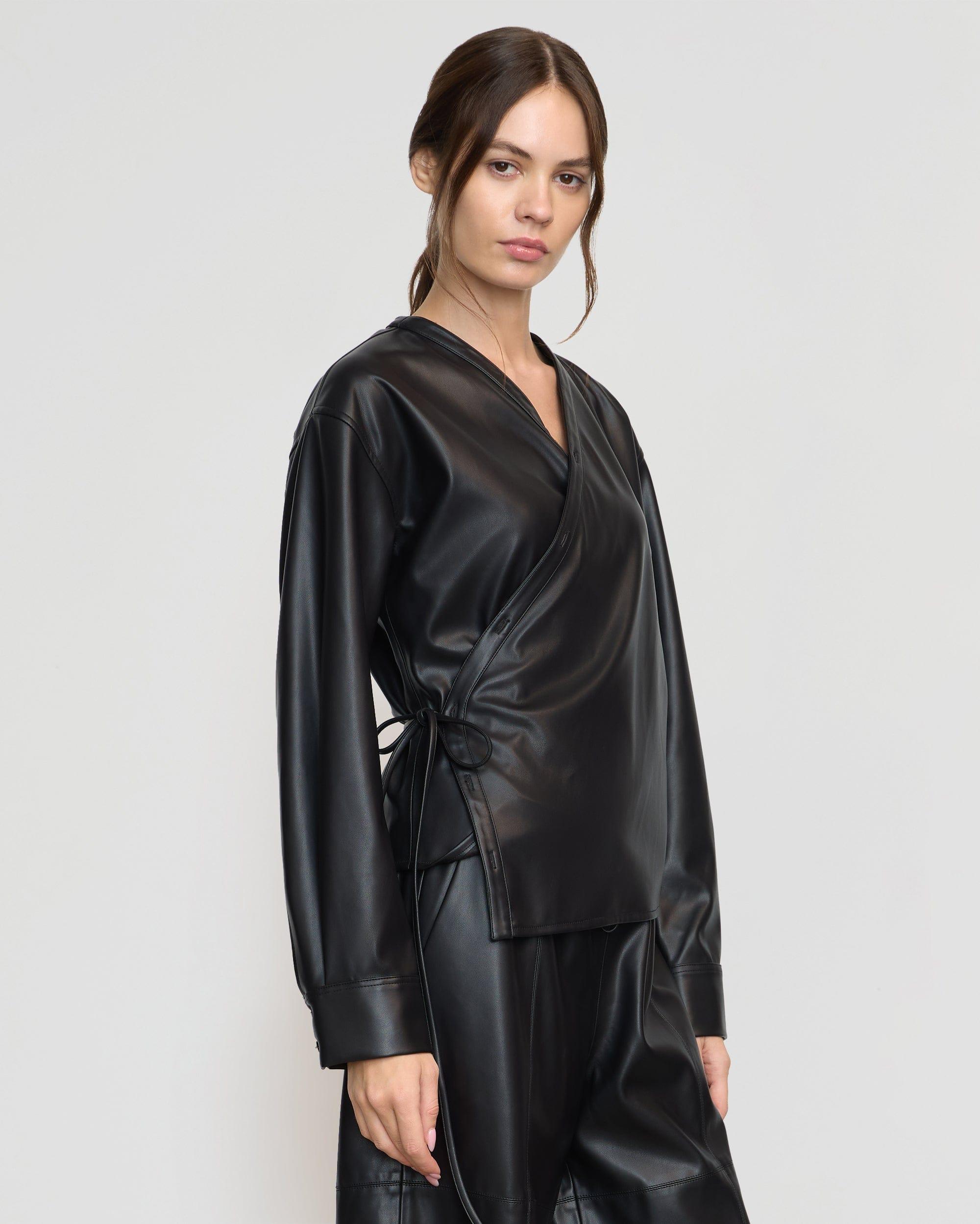 Sarit Vegan Leather Wrap Top Product Image