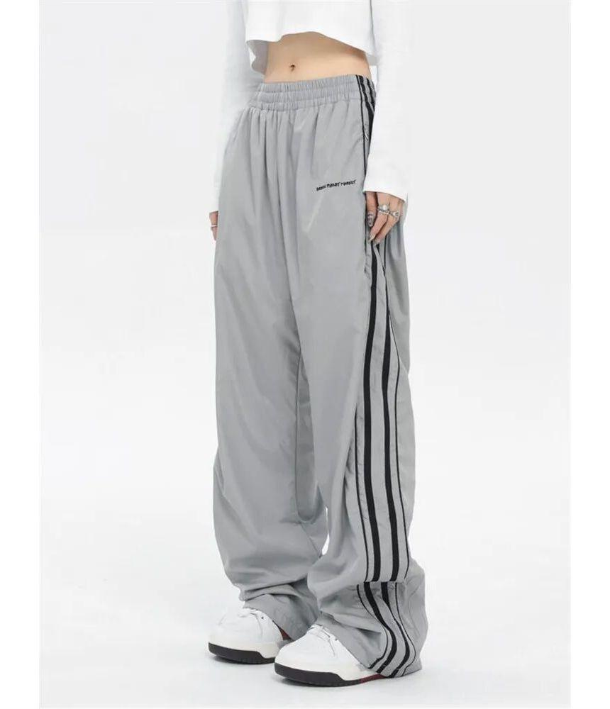 Low Rise Striped Loose-Fit Wide-Leg Sweatpants Product Image