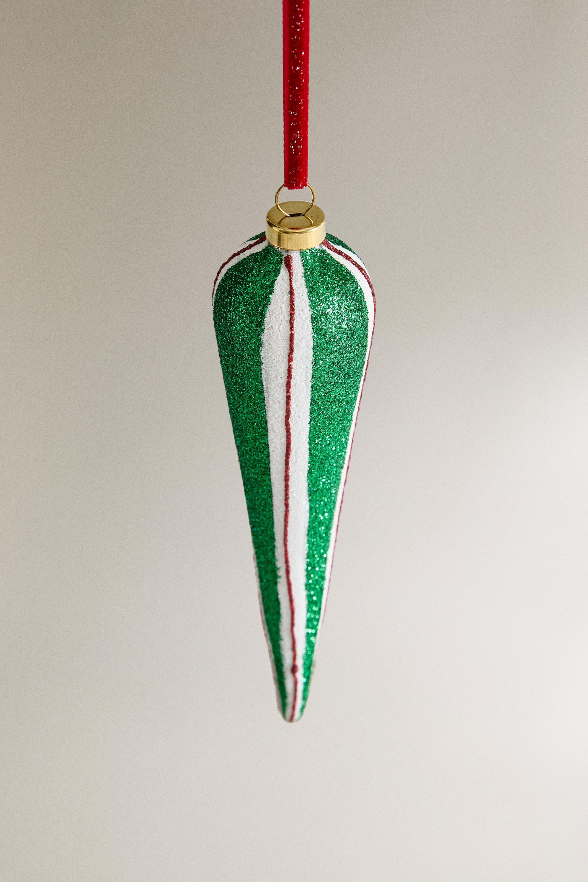 LONG DROPLET GLASS CHRISTMAS TREE ORNAMENT Product Image