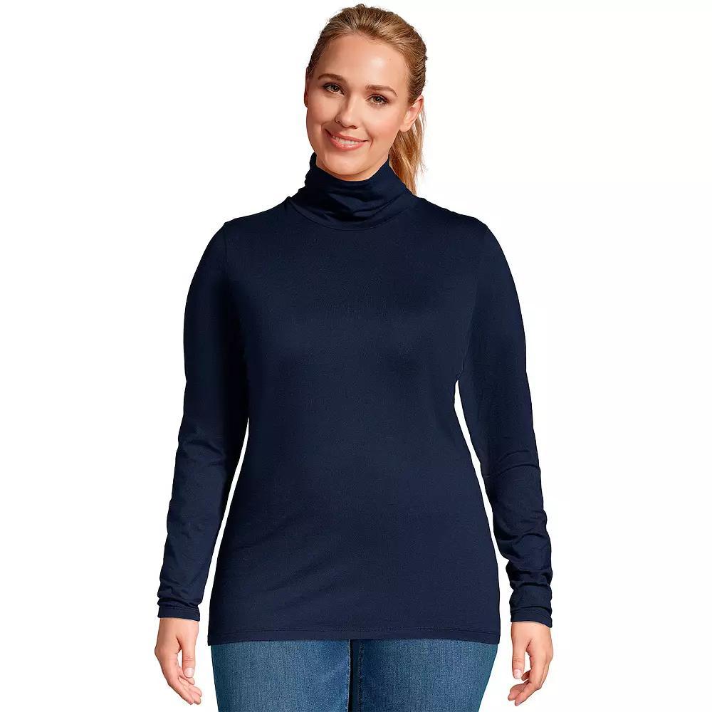 Plus Size Lands' End Lightweight Fitted Long Sleeve Turtleneck, Women's, Size: 2XL, Radiant Blue Product Image