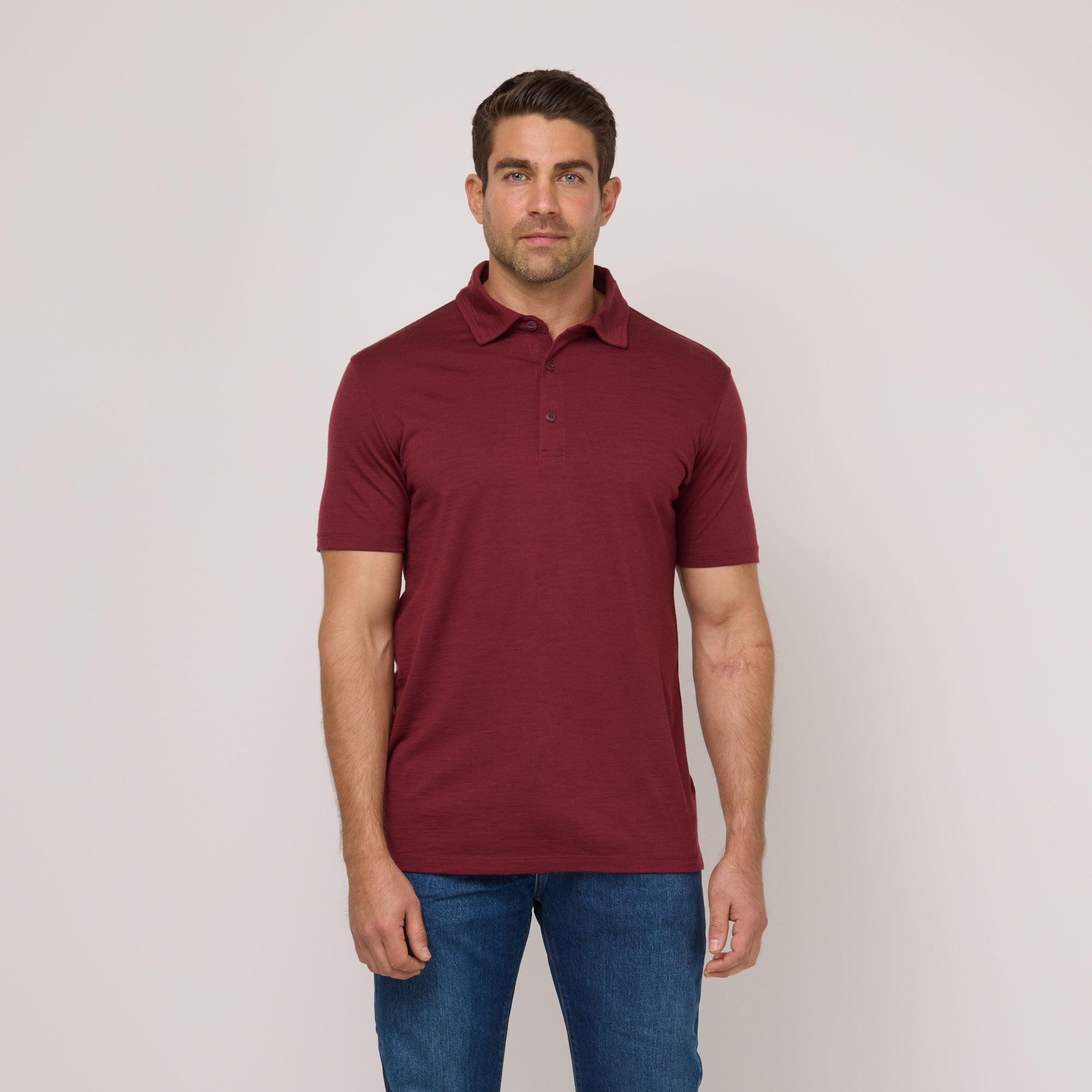 100% Merino Wool Polo | Burgundy Product Image