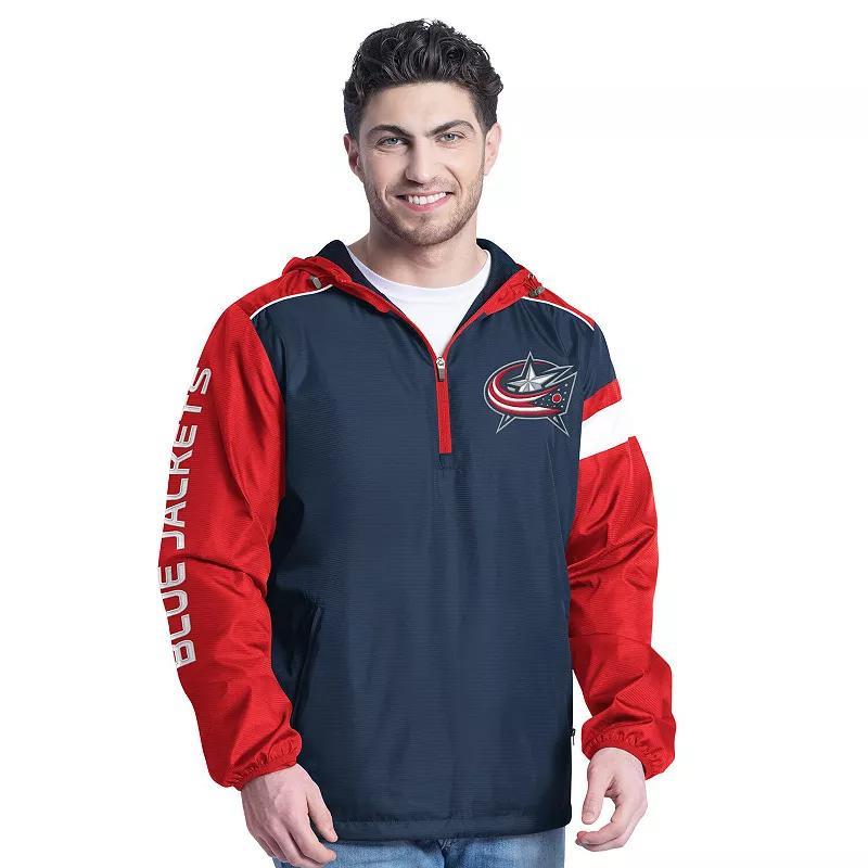 Men's G-III Sports by Carl Banks Navy/Red Columbus Blue Jackets Lateral Half-Zip Hoodie Jacket, Size: 2XL Product Image
