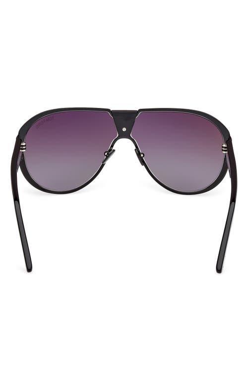 TOM FORD Men's Vicenzo Metal And Acetate Aviator Sunglasses In Shiny Black Smoke Product Image