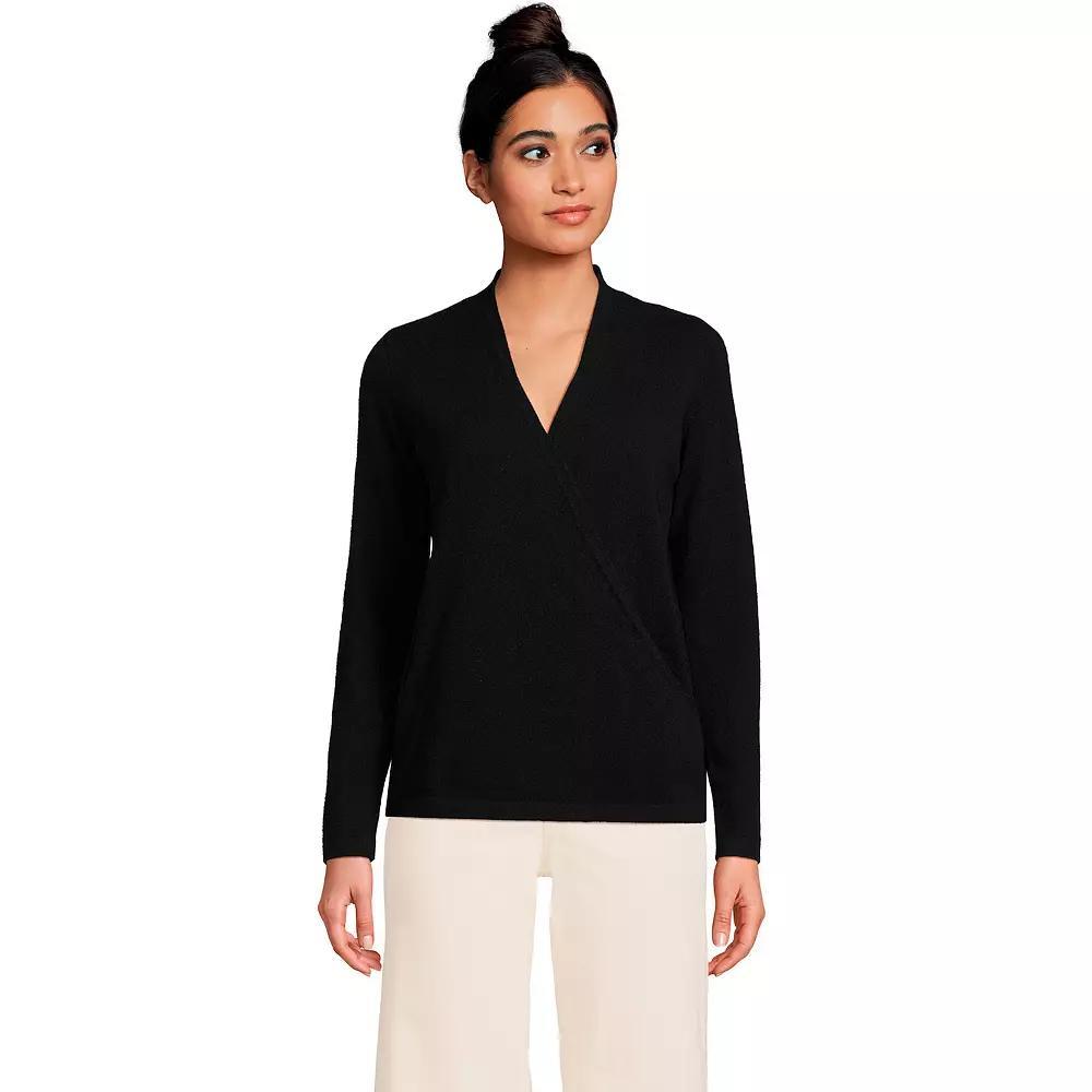 Women's Lands' End Cashmere Long Sleeve Wrap Sweater,  Product Image